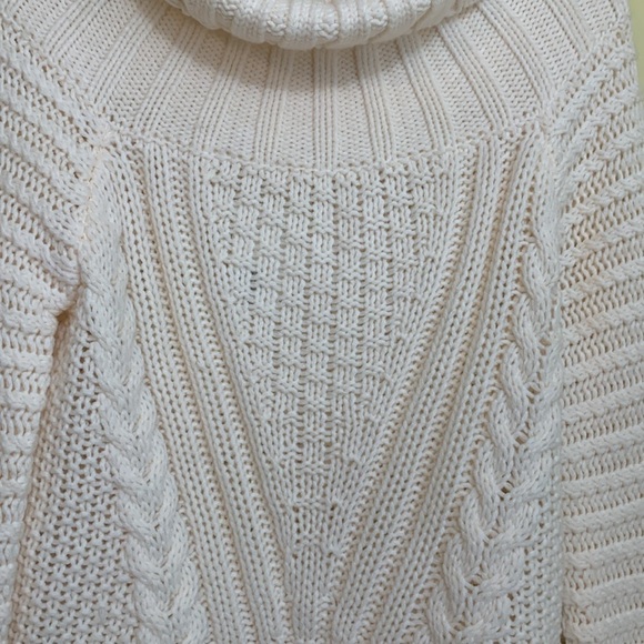 H & M | NWT Cream Chunky Knit Long Sleeve Cowl Neck Pointelle Sweater S - Picture 6 of 15